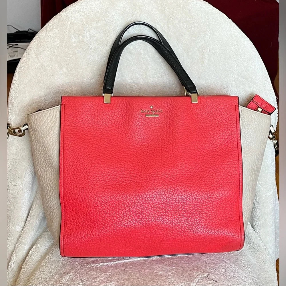 Kate spade Chelsea Hayden pebbled leather colorblock satchel with strap purse - Picture 5 of 17